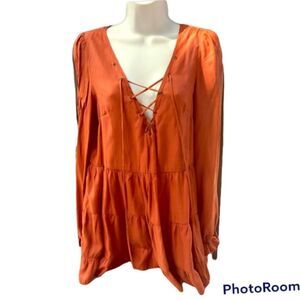 Ark & co boho style deep v long sleeves top S